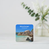 岩に覆われた海岸が美しい熱帯海 スクエア名刺 (スタンド正面)