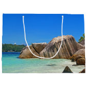 岩に覆われた海岸が美しい熱帯海 ラージペーパーバッグ (裏面)