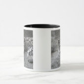 岩に覆われた4カ月のユキヒョウの仔 マグカップ (中央)