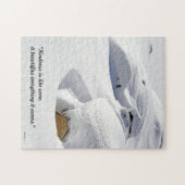 岩に雪が流れ落ちる ジグソーパズル (横)