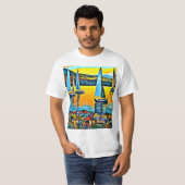 岩のそばのヨット Tシャツ (正面フル)