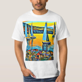 岩のそばのヨット Tシャツ