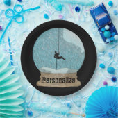 岩のクライマーロープを撃退する雪のユニーク球体 ペーパープレート (パーティー)