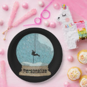 岩のクライマーロープを撃退する雪のユニーク球体 ペーパープレート (パーティー)