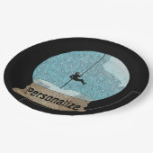 岩のクライマーロープを撃退する雪のユニーク球体 ペーパープレート (アングル)