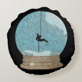 岩のクライマーロープを撃退する雪のユニーク球体 ラウンドクッション (裏面)