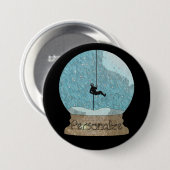 岩のクライマーロープを撃退する雪のユニーク球体 缶バッジ (正面&裏面)