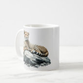 岩の上で休むチーター コーヒーマグカップ (正面左)