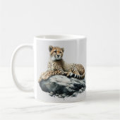 岩の上で休むチーター コーヒーマグカップ (左)