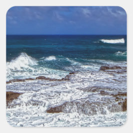 岩の上にクラッシュ波の正方形のステッカー スクエアシール