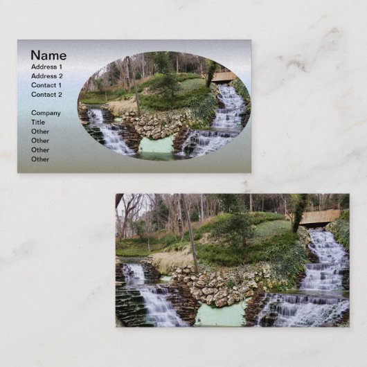 岩の上に二重の滝が短い 名刺 (正面/裏面)