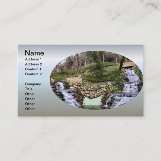 岩の上に二重の滝が短い 名刺 (正面)