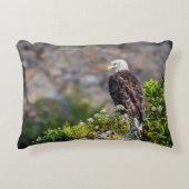 岩の上に座っているハゲのワシ アクセントクッション (正面)