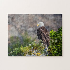 岩の上に座っているハゲのワシ ジグソーパズル