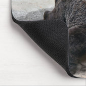 岩の上に座るクマ マウスパッド (コーナー)