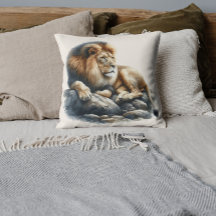 岩の上に静止しているリーガルアフリカライオン – 水彩