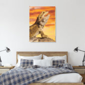 岩の上に髭を生やした竜（ポゴナ・ビチeps） キャンバスプリント (インサイチュ (寝室))