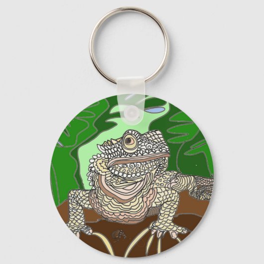岩の上のイグアナ キーホルダー (正面)