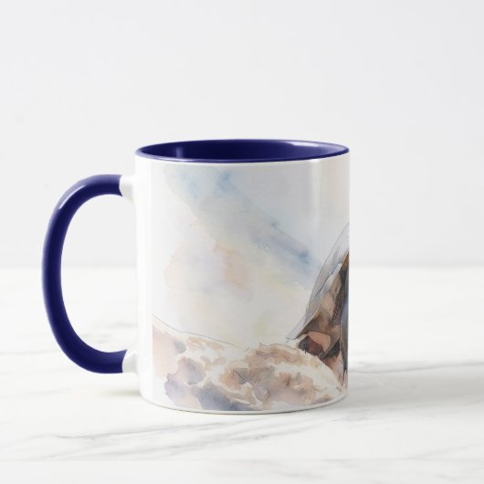 岩の上のカメ 爬虫類アート マグカップ (左)