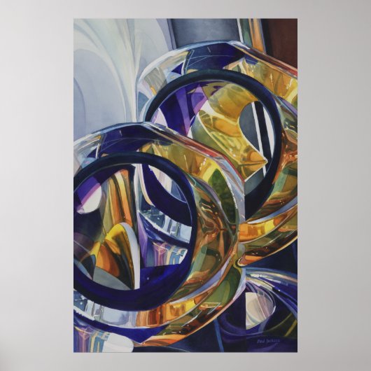 「岩の上のスコッチ」アートグラス水彩画 ポスター (正面)