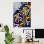 「岩の上のスコッチ」アートグラス水彩画 ポスター (ホームオフィス)