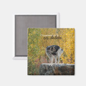 岩の上のドイツの羊飼い；カスタマイズ可能 マグネット (正面/裏面)