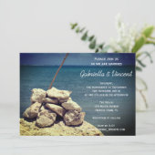 岩の上のビーチ結婚式 招待状 (スタンド正面)