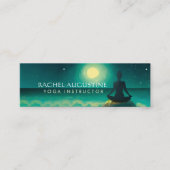 岩の上のヨガ瞑想ポーズ　満月　星　夜 スキニー名刺 (正面)