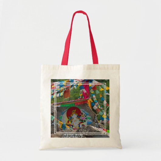 岩の上の仏教絵画 トートバッグ (正面)