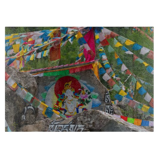 岩の上の仏画 カッティングボード (正面)