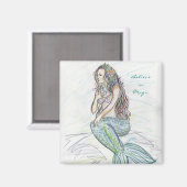 岩の上の小さな人魚の冷カスタム蔵庫磁石 マグネット (正面/裏面)