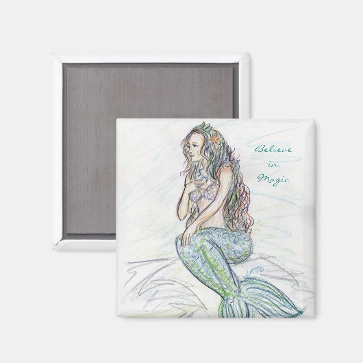 岩の上の小さな人魚の冷カスタム蔵庫磁石 マグネット (正面/裏面)