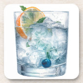 岩の上の水色のウォッカ コースター (正面)