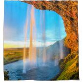 岩の上の滝自然写真の平和 シャワーカーテン (正面)