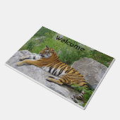 岩の上リラックスのシベリア虎 ドアマット (アングル)