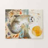 岩の上リラックスの漫画シール ジグソーパズル (横)