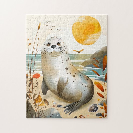 岩の上リラックスの漫画シール ジグソーパズル (縦)