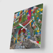 岩の上絵画の仏教徒 スクエア壁時計 (傾斜)