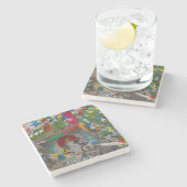 岩の上絵画の仏教徒 ストーンコースター (横)