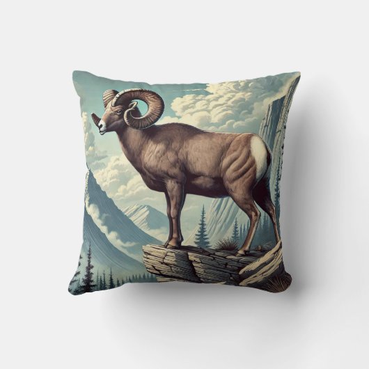 岩の多いアウトクロップの上のヒツジ クッション (裏面)