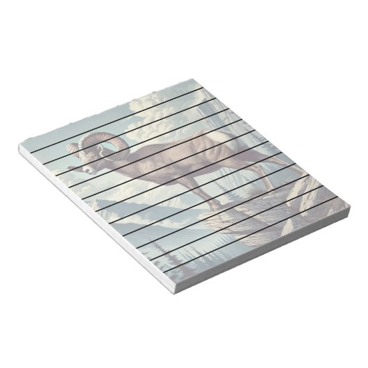 岩の多いアウトクロップの上のヒツジ ノートパッド (アングル)