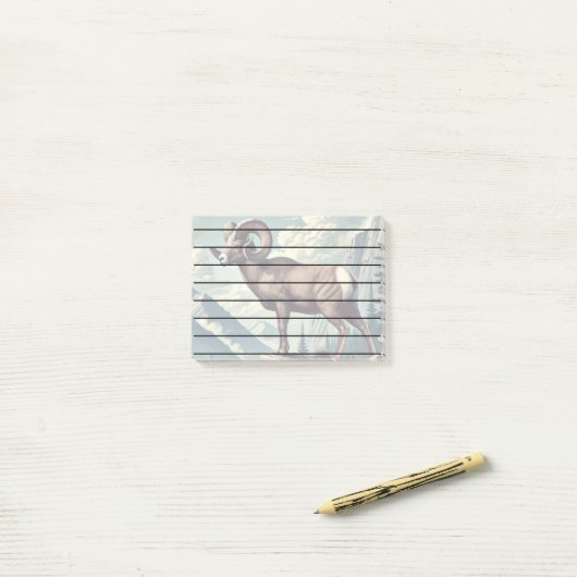 岩の多いアウトクロップの上のヒツジ ポストイット (デスク上)