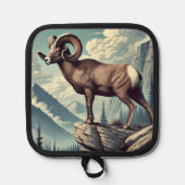 岩の多いアウトクロップの上のヒツジ 鍋敷き (正面)