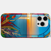 岩の多い海岸線に沈む夕日 Case-Mate iPhoneケース (裏面 (横))