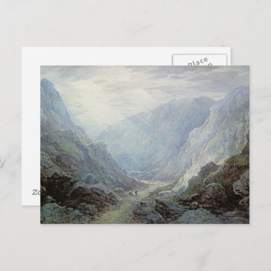 岩の多い荒野を通って小道に休んでいる姿 ポストカード (正面/裏面)