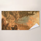 岩の山の熊，茶色，動物，うねり バスタオル (バスタオル)