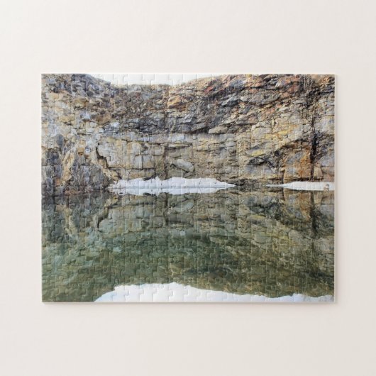 岩の崖の壁の反射の池3自然 ジグソーパズル (横)