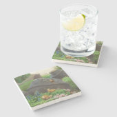 岩の庭のカタツムリ(H.A. Brendekilde) ストーンコースター (横)