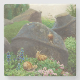 岩の庭のカタツムリ(H.A. Brendekilde) ストーンコースター