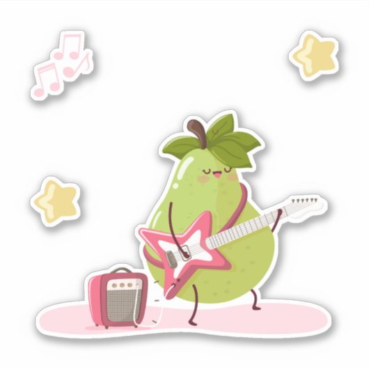 岩の梨の面白い子供向けイラスト シール (正面)